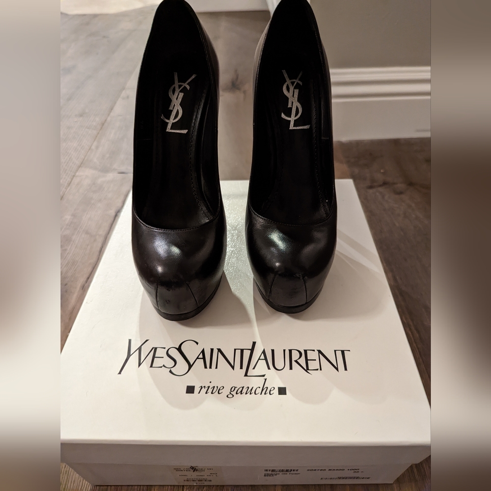 YSL napa leather platform pumps
